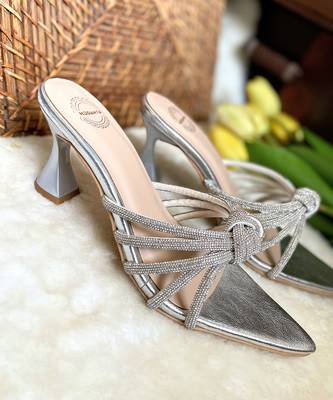 Silver diamond knot heels 3