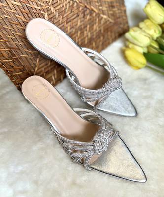 Silver diamond knot heels 4