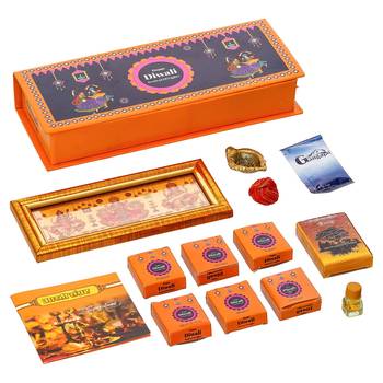One lakshmi ganesha saraswati photo frame & poojan samagri kit 3