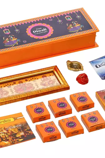 One lakshmi ganesha saraswati photo frame & poojan samagri kit