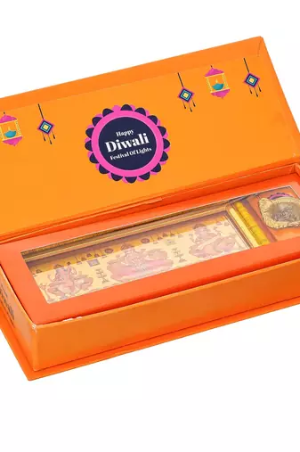 One lakshmi ganesha saraswati photo frame & poojan samagri kit