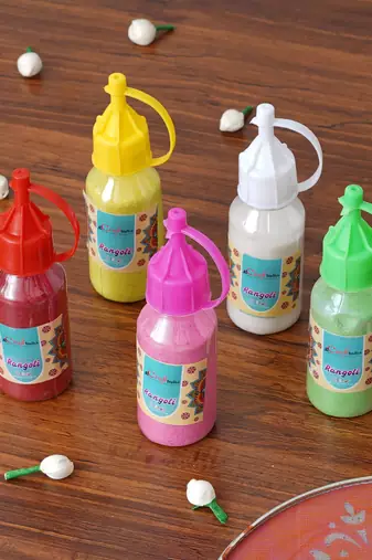 Set of 5 rangoli colours bottles