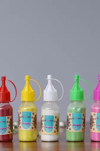 Set of 5 rangoli colours bottles