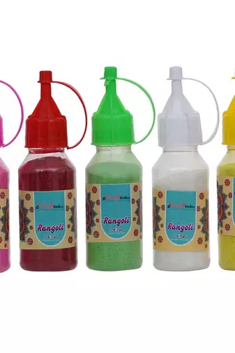 Set of 5 rangoli colours bottles