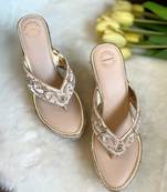 Satin embroidered high wedges