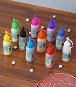 Set of 10 rangoli colours bottles