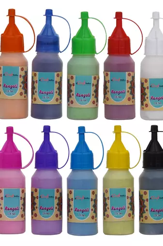 Set of 10 rangoli colours bottles