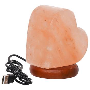 One heart shaped decorative himalayan salt lamp with wooden base - table lamp 4