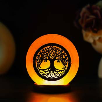 One tree of life decorative himalayan salt lamp with wooden base 1