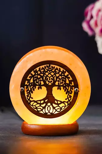 One tree of life decorative himalayan salt lamp with wooden base