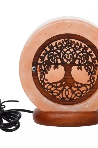 One tree of life decorative himalayan salt lamp with wooden base