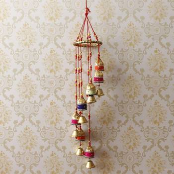 One handcrafted decorative colorful spiral wall/door/window hanging bells 2