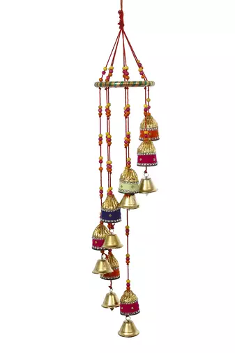 One handcrafted decorative colorful spiral wall/door/window hanging bells