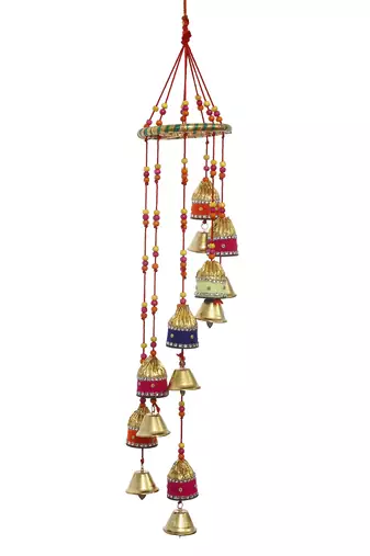 One handcrafted decorative colorful spiral wall/door/window hanging bells