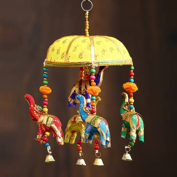 One handcrafted decorative elephant wall/door/window hanging bells 1