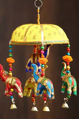 One handcrafted decorative elephant wall/door/window hanging bells