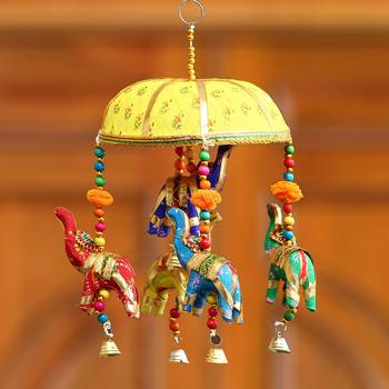 One handcrafted decorative elephant wall/door/window hanging bells 2