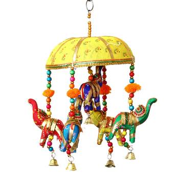 One handcrafted decorative elephant wall/door/window hanging bells 3