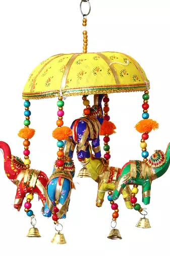 One handcrafted decorative elephant wall/door/window hanging bells