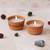 One brown hand painted terracotta soy wax mini scented candles (set of 2)