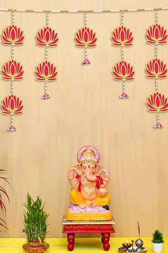 One pink lotus artificial flowers handmade bandarwar, toran for main door