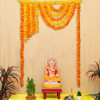 One marigold flower full door decoration item toran for home, main door 1