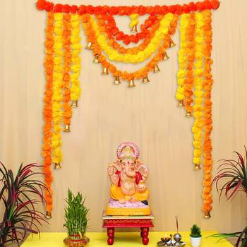 One orange, mango, yellow marigold bandhanwar toran for main door, home decor 1