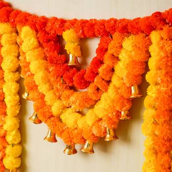 One orange, mango, yellow marigold bandhanwar toran for main door, home decor 2