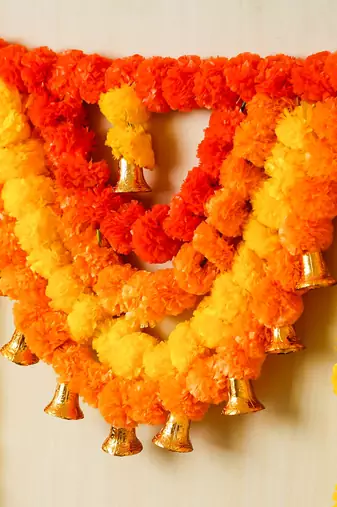 One orange, mango, yellow marigold bandhanwar toran for main door, home decor