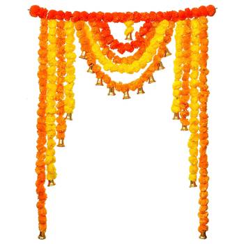 One orange, mango, yellow marigold bandhanwar toran for main door, home decor 3