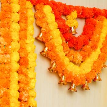 One orange, mango, yellow marigold bandhanwar toran for main door, home decor 4