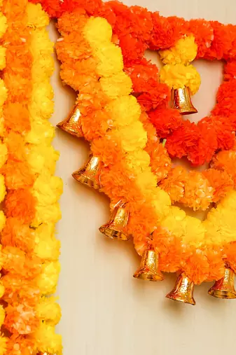 One orange, mango, yellow marigold bandhanwar toran for main door, home decor