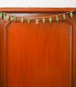 One lord ganesha, mango leaf & golden beads hanging handmade toran for door