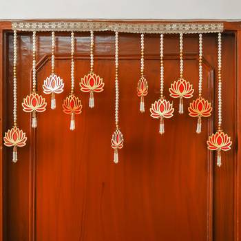 One lotus with beads handmade bandarwar, toran for main door 1