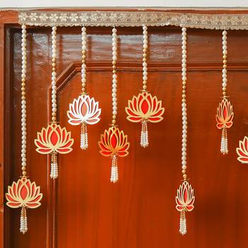 One lotus with beads handmade bandarwar, toran for main door 2