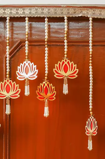 One lotus with beads handmade bandarwar, toran for main door