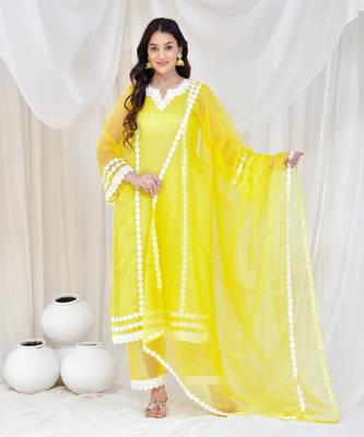 Yellow organza suit set 1