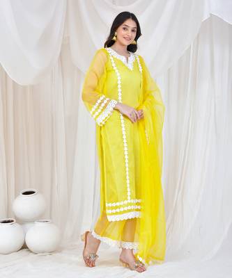 Yellow organza suit set 2