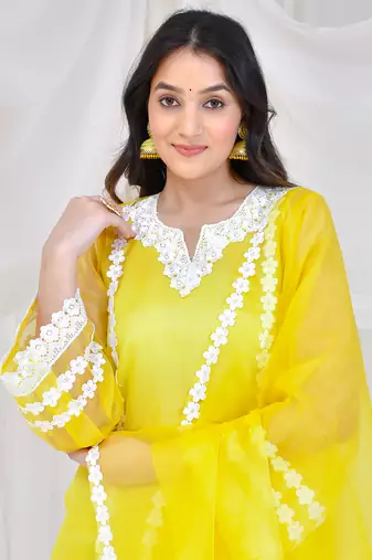 Yellow organza suit set