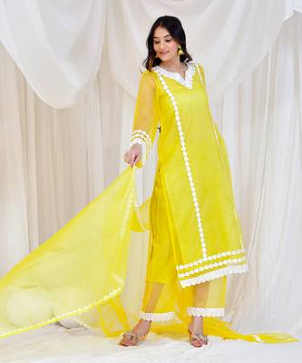 Yellow organza suit set 4