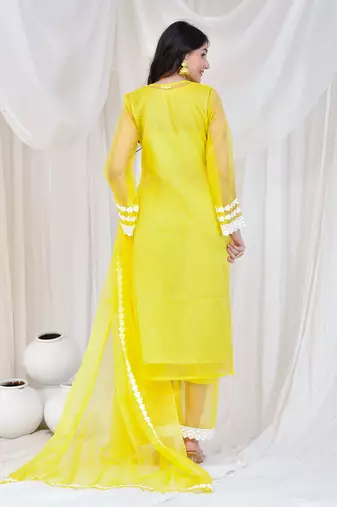 Yellow organza suit set