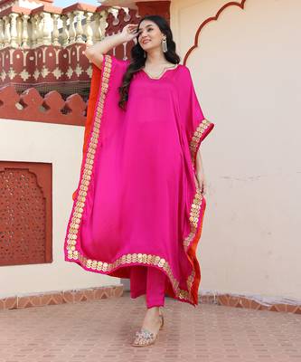 Hot pink kaftan set 1
