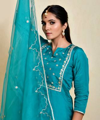 Rama uppada silk sharara set 4