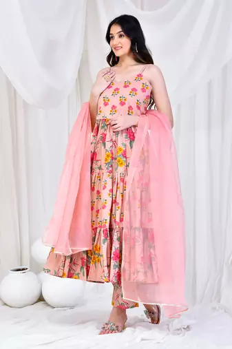 Radha cotton anarkali  set