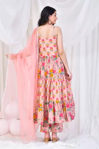 Radha cotton anarkali  set