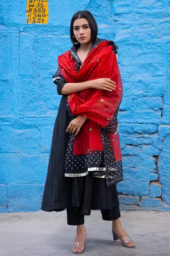 Black angrakha suit set
