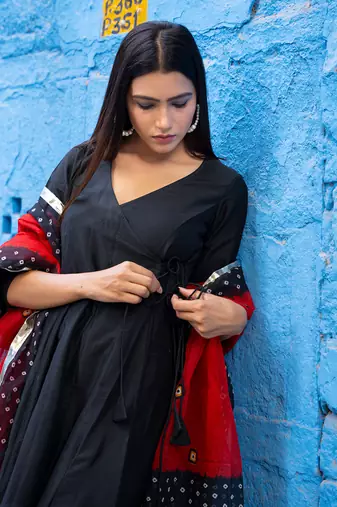 Black angrakha suit set