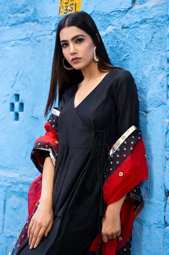 Black angrakha suit set