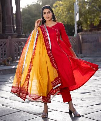 rukhmani red suit set 2