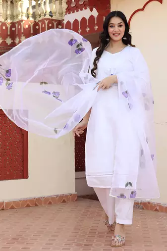 Morning glory hand painted suit set